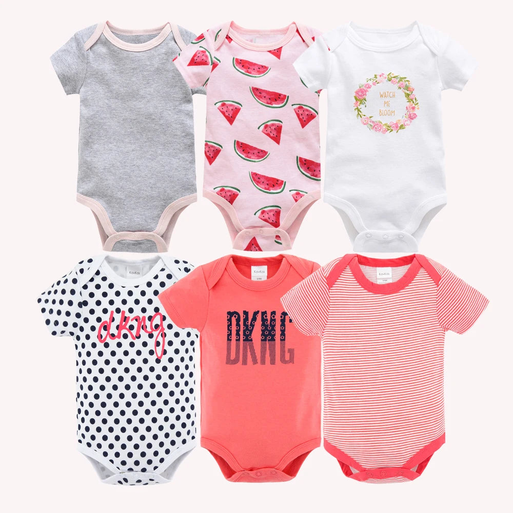 Lot de Bodies Bébé en Coton – 3 ou 6 Pièces – Manches Courtes Été
