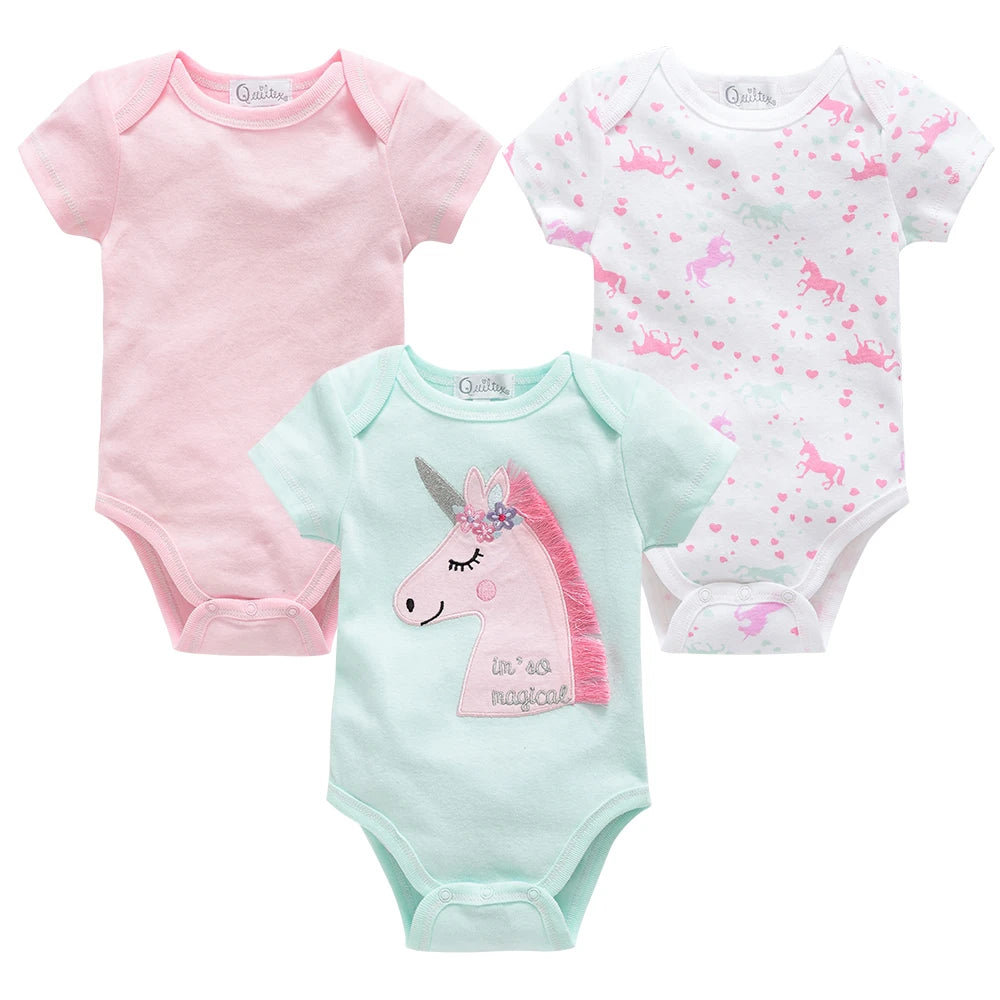 Lot de Bodies Bébé en Coton – 3 ou 6 Pièces – Manches Courtes Été