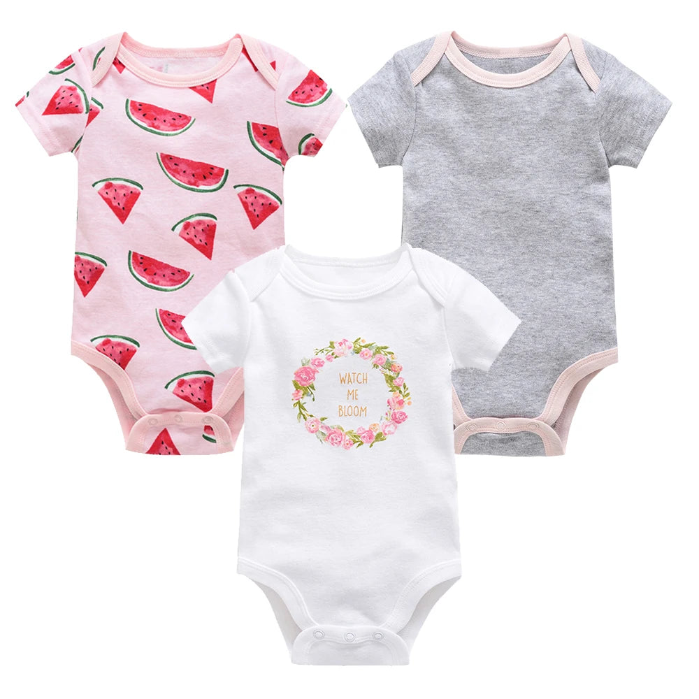 Lot de Bodies Bébé en Coton – 3 ou 6 Pièces – Manches Courtes Été