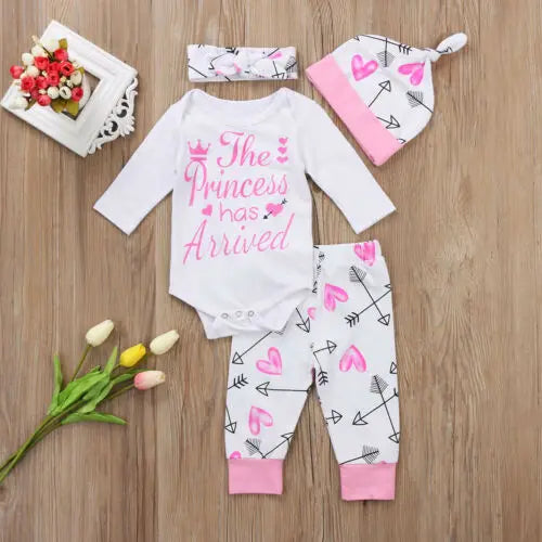 Ensemble Bébé Fille 3 Pièces “Princesse” – Body + Pantalon + Bonnet | 0–12 Mois