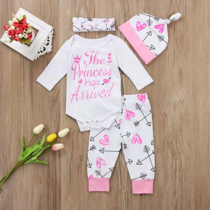 Ensemble Bébé Fille 3 Pièces “Princesse” – Body + Pantalon + Bonnet | 0–12 Mois