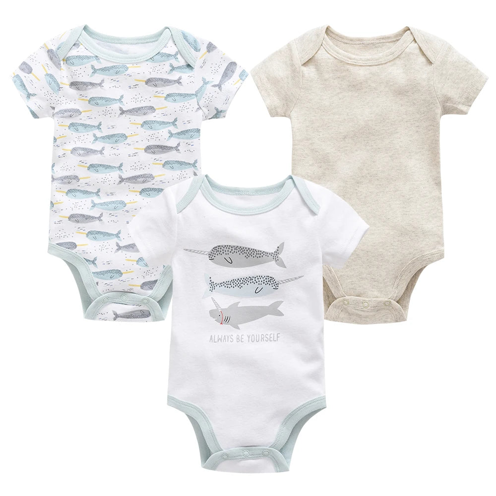 Lot de Bodies Bébé en Coton – 3 ou 6 Pièces – Manches Courtes Été