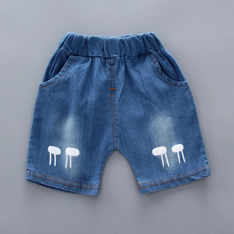 Ensemble d’été bébé garçon 2 pièces – Chemise légère à col mandarin & short en denim (6 à 36 mois)