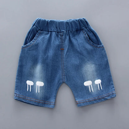 Ensemble d’été bébé garçon 2 pièces – Chemise légère à col mandarin & short en denim (6 à 36 mois)