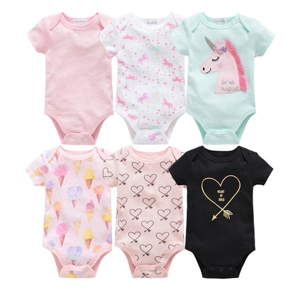 Lot de Bodies Bébé en Coton – 3 ou 6 Pièces – Manches Courtes Été