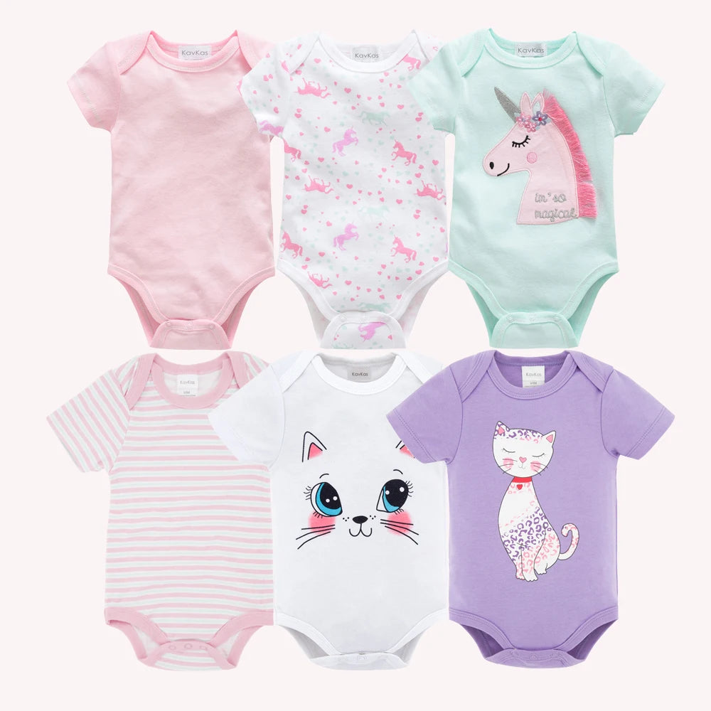 Lot de Bodies Bébé en Coton – 3 ou 6 Pièces – Manches Courtes Été