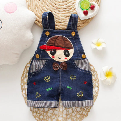 Salopette bébé garçon en jean – Barboteuse d’été douce avec motif animal (9–36 mois)