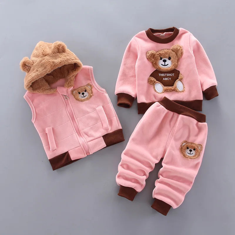 Ensemble Bébé 3 Pièces Douillet – Capuche & Pantalon (Unisexe)