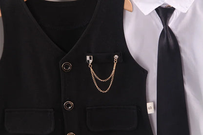 Ensemble Élégant Bébé Garçon 3 Pièces – Chemise, Gilet & Pantalon