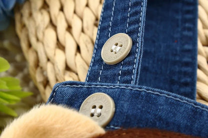 Salopette d’Été Bébé Garçon – Short en Denim avec Ourson