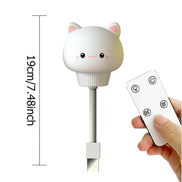 USB dessin animé mignon veilleuse avec télécommande bébés chambre décorative alimentation lumière chevet Tabe lampe cadeaux de noël pour les enfants