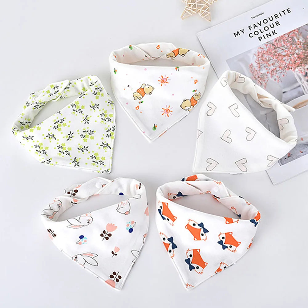 Lot de 5 Bavoirs Bandana en Coton pour Bébé – Bavoirs Absorbants et Doux