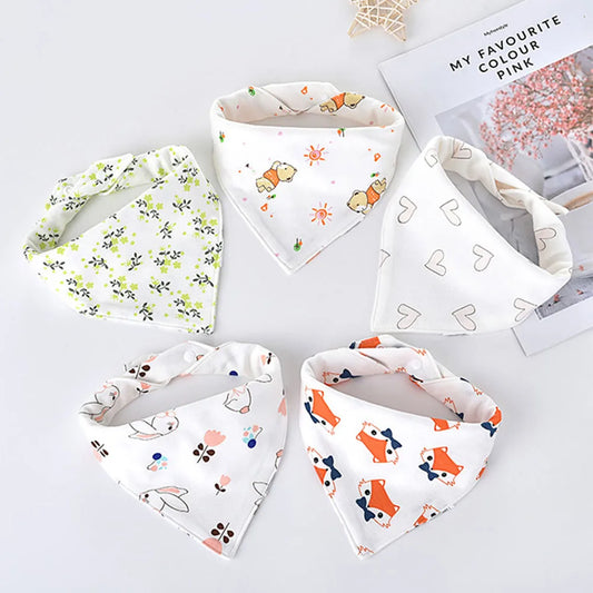 Lot de 5 Bavoirs Bandana en Coton pour Bébé – Bavoirs Absorbants et Doux
