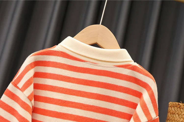 Ensemble 2 Pièces Enfant Rayé – Haut à Manches Longues & Pantalon en Jean