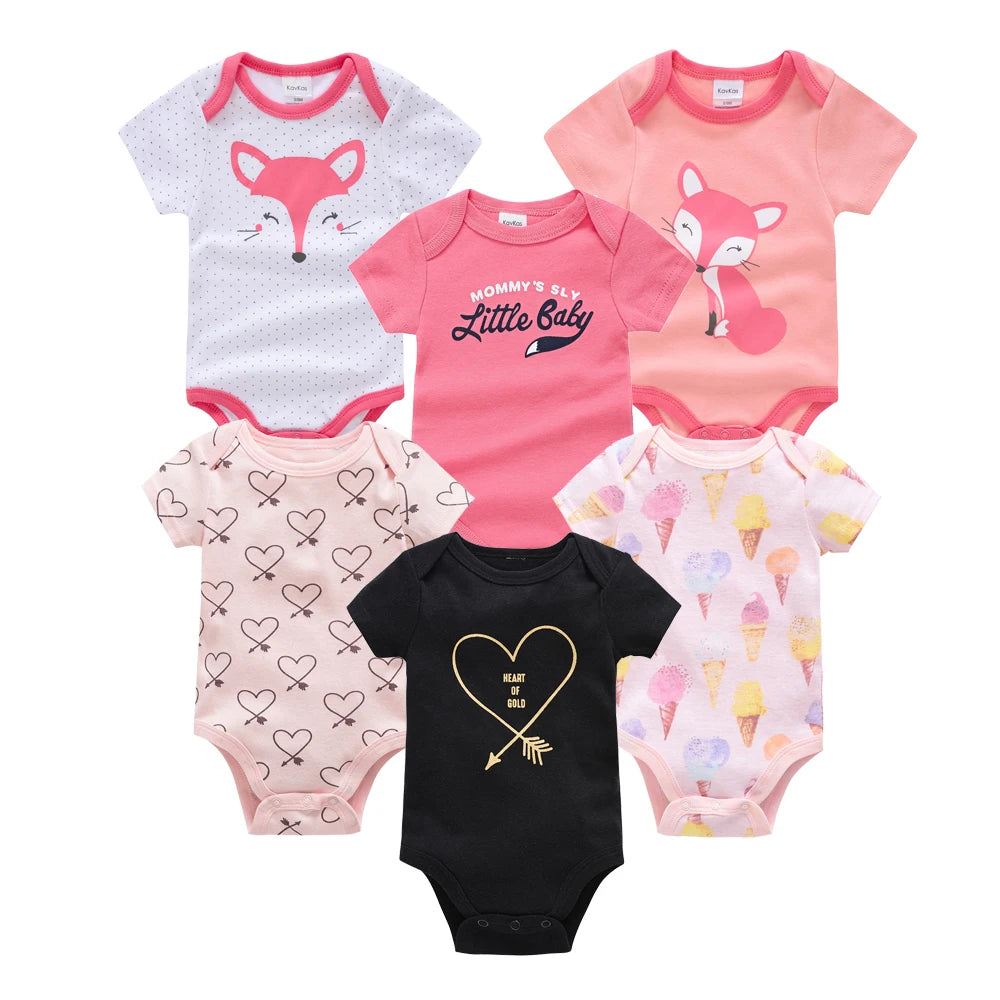 Lot de Bodies Bébé en Coton – 3 ou 6 Pièces – Manches Courtes Été