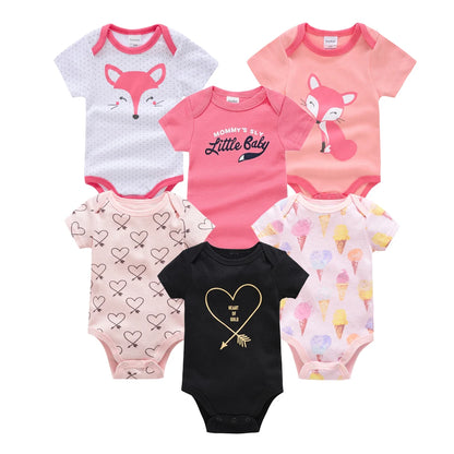 Lot de Bodies Bébé en Coton – 3 ou 6 Pièces – Manches Courtes Été