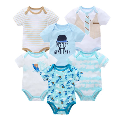 Lot de Bodies Bébé en Coton – 3 ou 6 Pièces – Manches Courtes Été