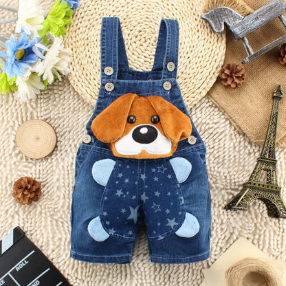 Salopette bébé garçon en jean – Barboteuse d’été douce avec motif animal (9–36 mois)