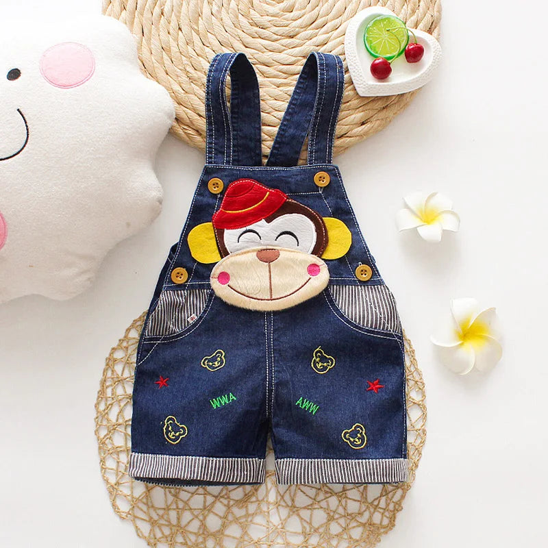 Salopette bébé garçon en jean – Barboteuse d’été douce avec motif animal (9–36 mois)