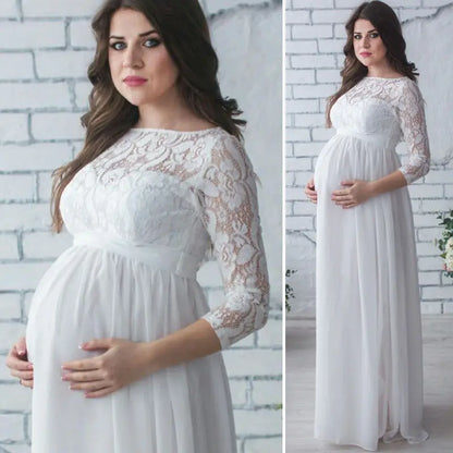 Robe Maternité Romantique en Dentelle – Élégance Douce pour Moments Spéciaux