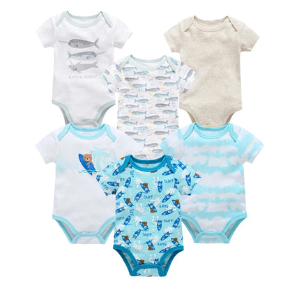 Lot de Bodies Bébé en Coton – 3 ou 6 Pièces – Manches Courtes Été