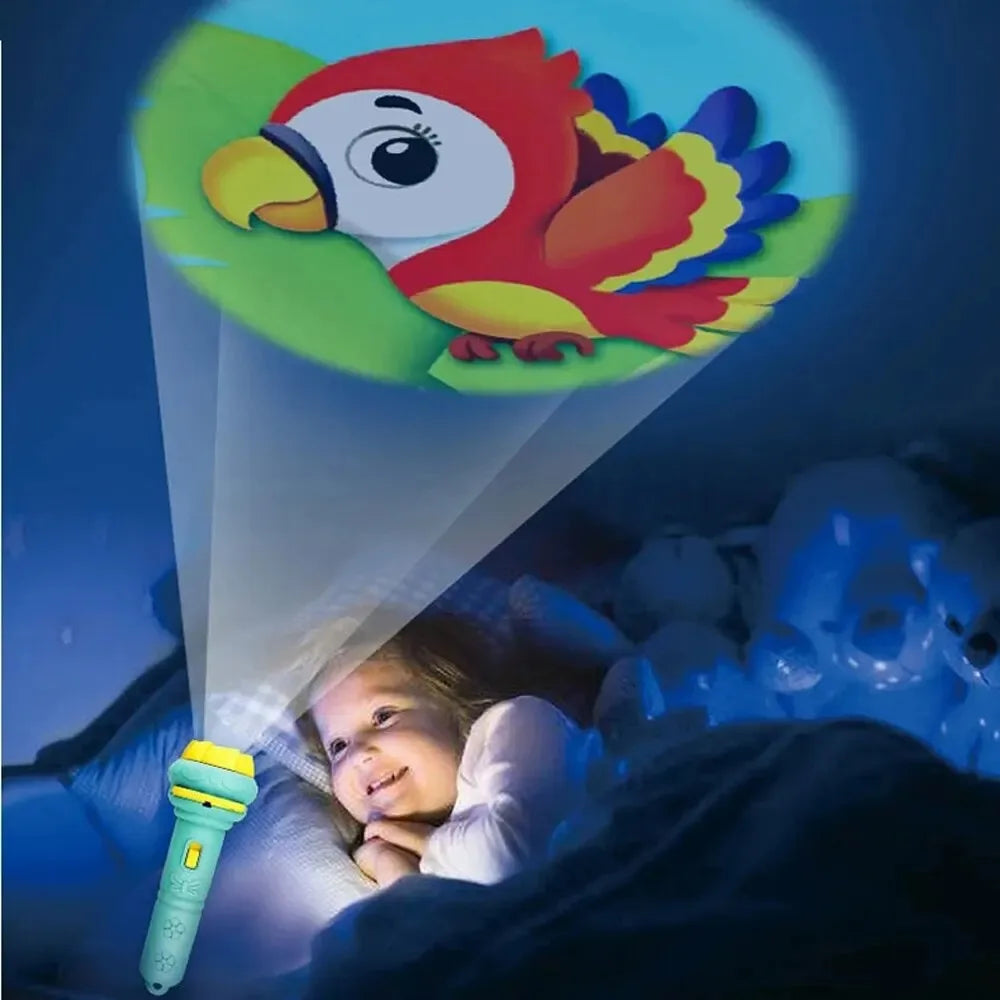 Lampe de poche projecteur pour enfants – Dessins animés (10 cartes, 80 images)