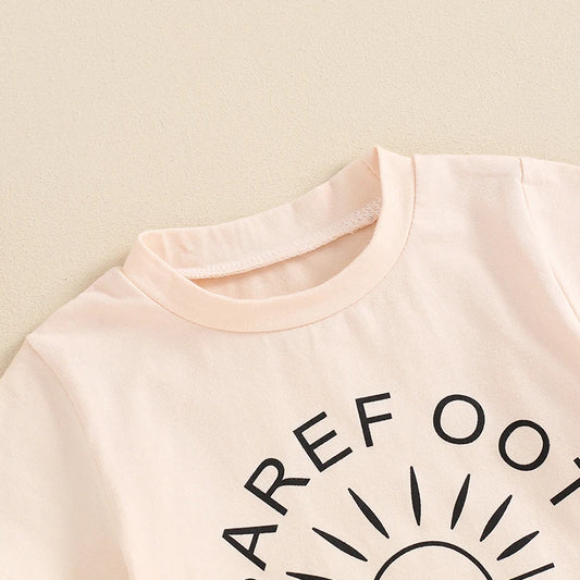 Tenue d'été pour tout-petit garçon, haut à manches courtes avec lettres imprimées soleil et Short à taille élastique, vêtements 2 pièces