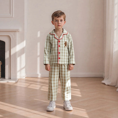 Ensemble pyjama bébé à carreaux – 2 pièces manches longues (6 mois à 4 ans)