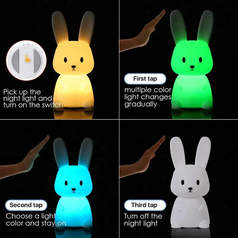 Veilleuse Lapin Premium – Lumière Douce Tactile (Chambre Enfant)