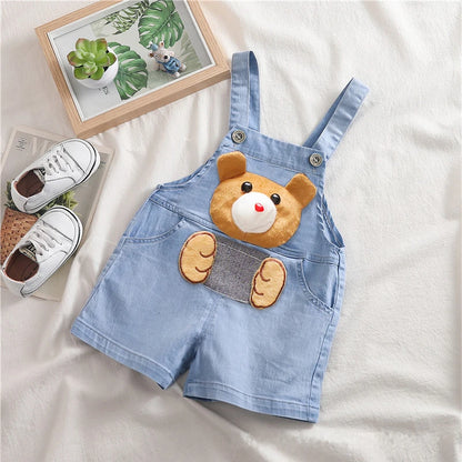 Salopette bébé garçon en jean – Barboteuse d’été douce avec motif animal (9–36 mois)