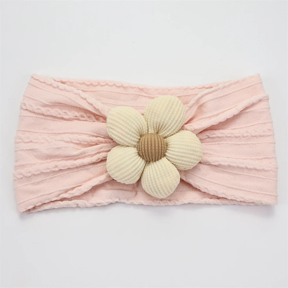 Bandeau Bébé Fille en Nylon Doux avec Fleur – Accessoire Nouveau-né