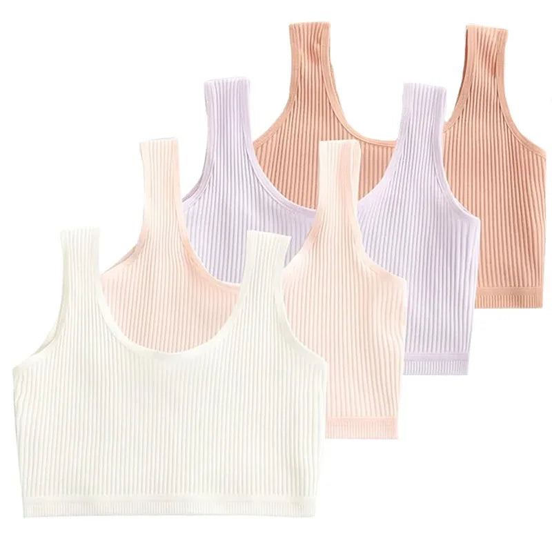 Ensemble de culottes et soutiens-gorge en coton pour filles adolescentes, soutien-gorge d'entraînement en coton, ensemble de culottes, soutien-gorge de sport solide pour enfants, sous-vêtements