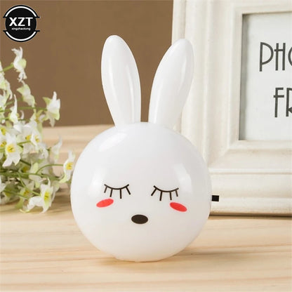 Veilleuse LED lapin dessin animé pour enfants, interrupteur marche/arrêt, applique murale, AC 220V, prise US, lampe de chevet, décor pour enfants, cadeaux pour enfants, 3 couleurs