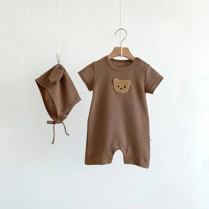 Ensemble Bébé Petit Ourson – Combinaison d’Été Premium en Coton Gaufré