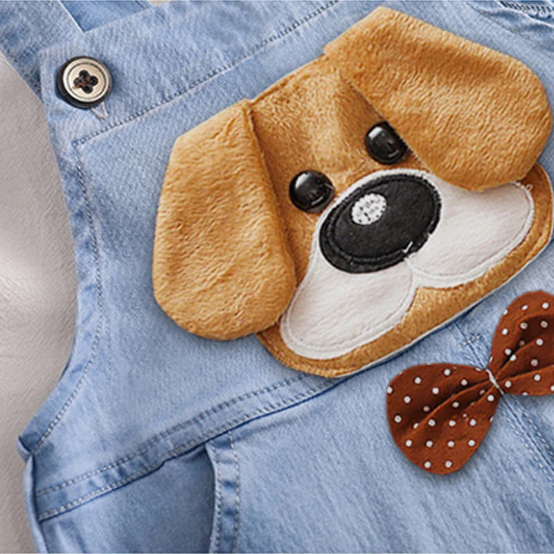 Salopette d’Été Bébé Garçon – Short en Denim avec Ourson