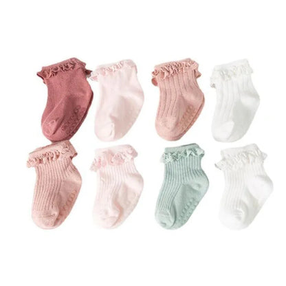 Lot de 4 Chaussettes Bébé Antidérapantes – Douces & Chaudes