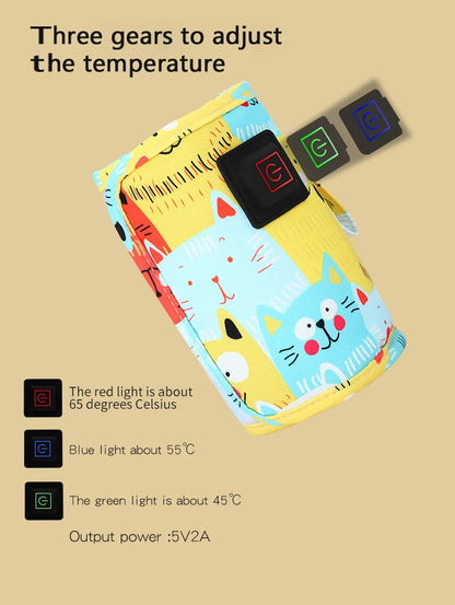 Chauffe-biberon USB nomade – Pochette isolée – Pratique en sortie et en voyage