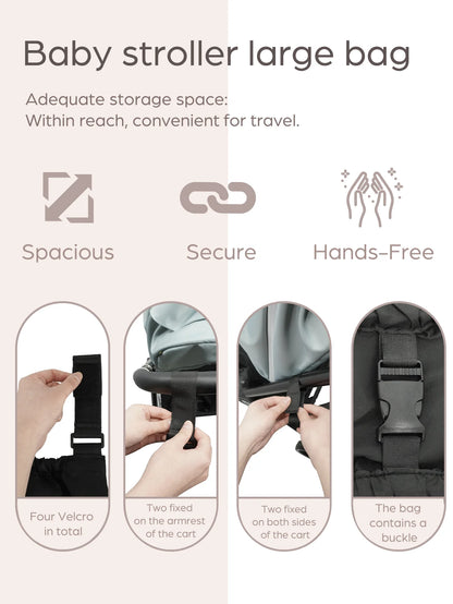 Sac de Rangement Suspendu pour Poussette Bébé – Organisateur Pratique pour Couches et Accessoires