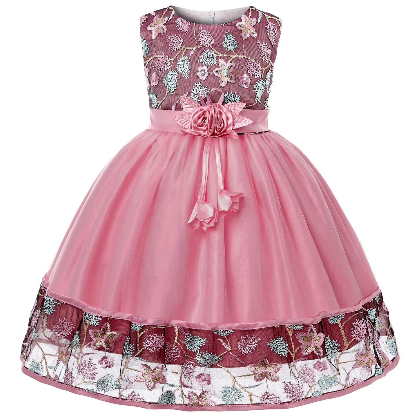 Robe Princesse Fille en Tulle Brodé – Cérémonie, Anniversaire, Mariage & Noël (2–10 ans)