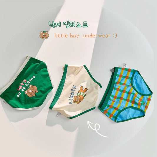 Sous-vêtements mignons pour garçons, culottes pour enfants, slips en pur coton pour garçons, shorts doux, caleçons de dessin animé, sous-vêtements pour garçons, ensemble de 4 pièces