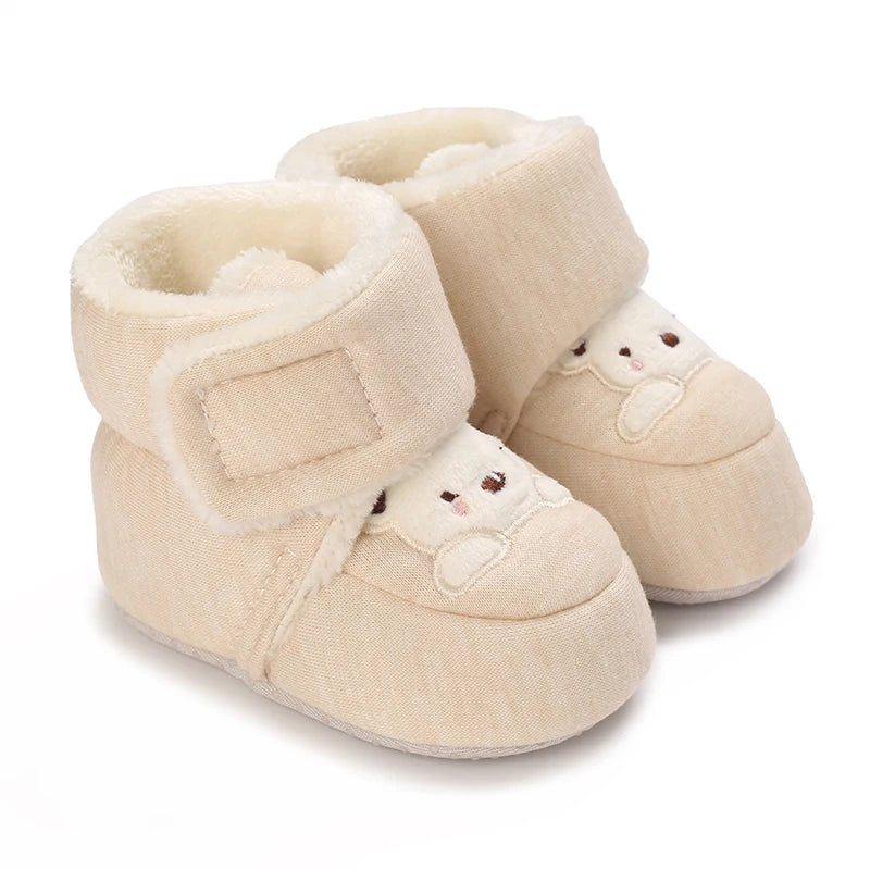 Chaussons Bébé Ourson en Coton Doux – Semelle Souple & Intérieur Moelleux