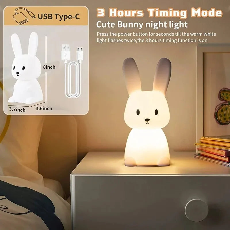 Veilleuse Lapin Premium – Lumière Douce Tactile (Chambre Enfant)
