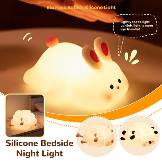Veilleuse Lapin Bébé Silicone – Lampe Nuit Apaisante Rechargeable
