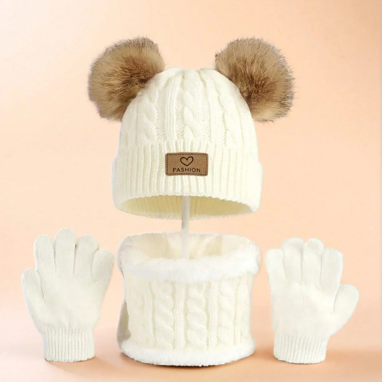 Ensemble hiver enfant 3 pièces – Bonnet, cache-cou et gants chauds