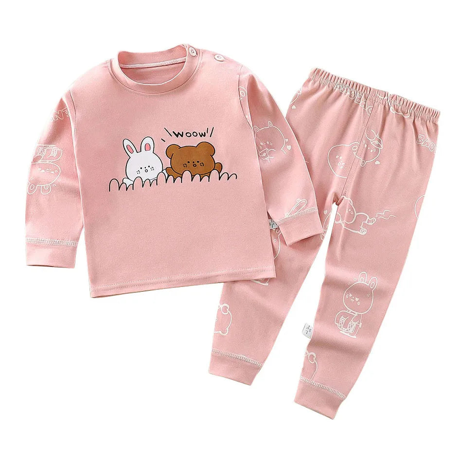 Ensemble de pyjamas en coton pour enfants, vêtements de nuit pour garçons et filles, vêtements de nuit pour enfants, vêtements de maison, vêtements de détente de dessin animé, automne et hiver