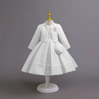 Robe Princesse Élégante Fille – Manches Longues avec Sac Assorti