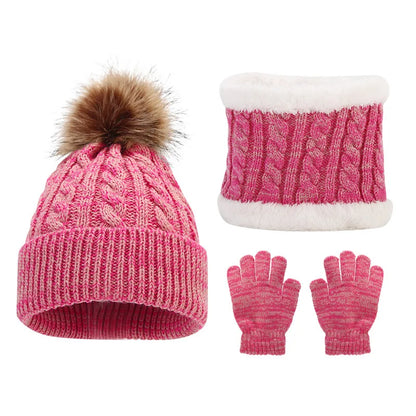 Ensemble Hiver Bébé 3 Pièces – Bonnet, Écharpe & Gants Chauds (Unisexe)