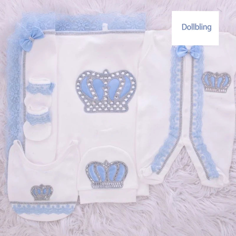 Coffret naissance luxe bébé – Ensemble “Prince & Princesse” sortie d’hôpital en coton brodé (cadeau nouveau-né)