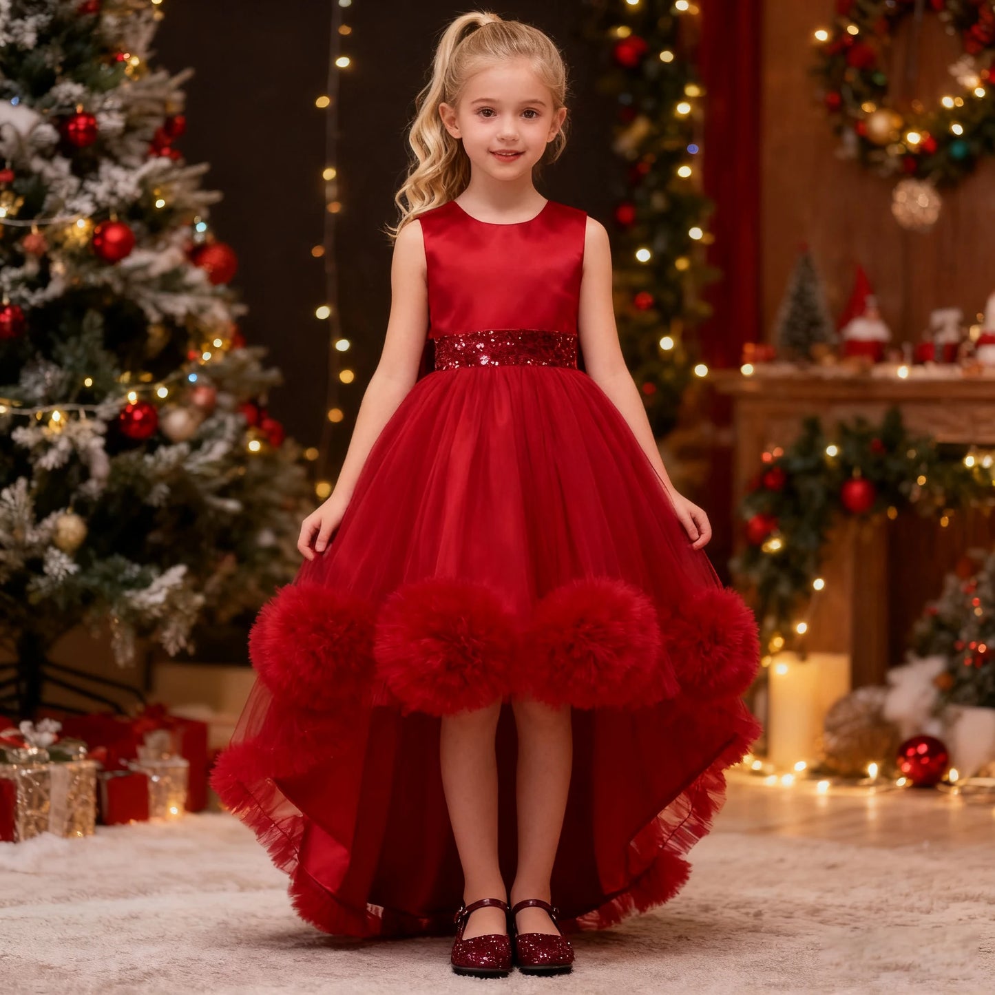 Robe Princesse Fille Traîne Tulle – Cérémonie, Mariage, Anniversaire & Noël (2–10 ans)