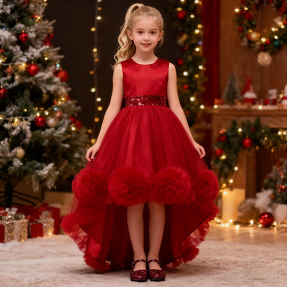 Robe Princesse Fille Traîne Tulle – Cérémonie, Mariage, Anniversaire & Noël (2–10 ans)